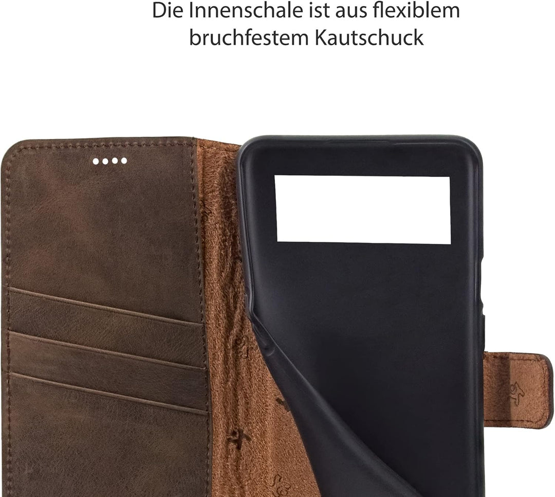 Suncase Book-Style Hülle kompatibel mit Google Pixel 7 5G Leder Tasche (Slim-Fit) Lederhülle Handyta