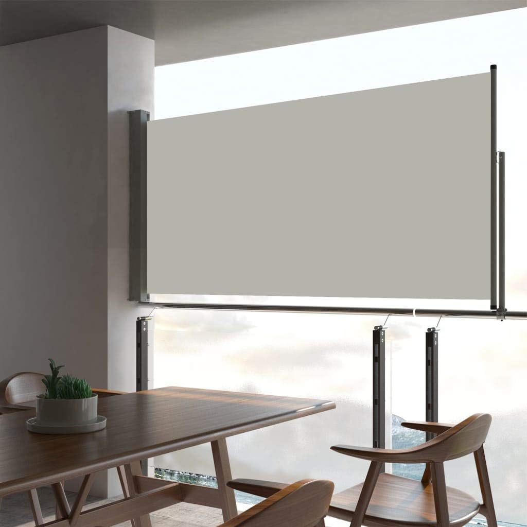 Tidyard Ausziehbare Seitenmarkise 80×300 cm Creme Sichtschutz Sonnenschutz Windschutz Seitenrollo Ma