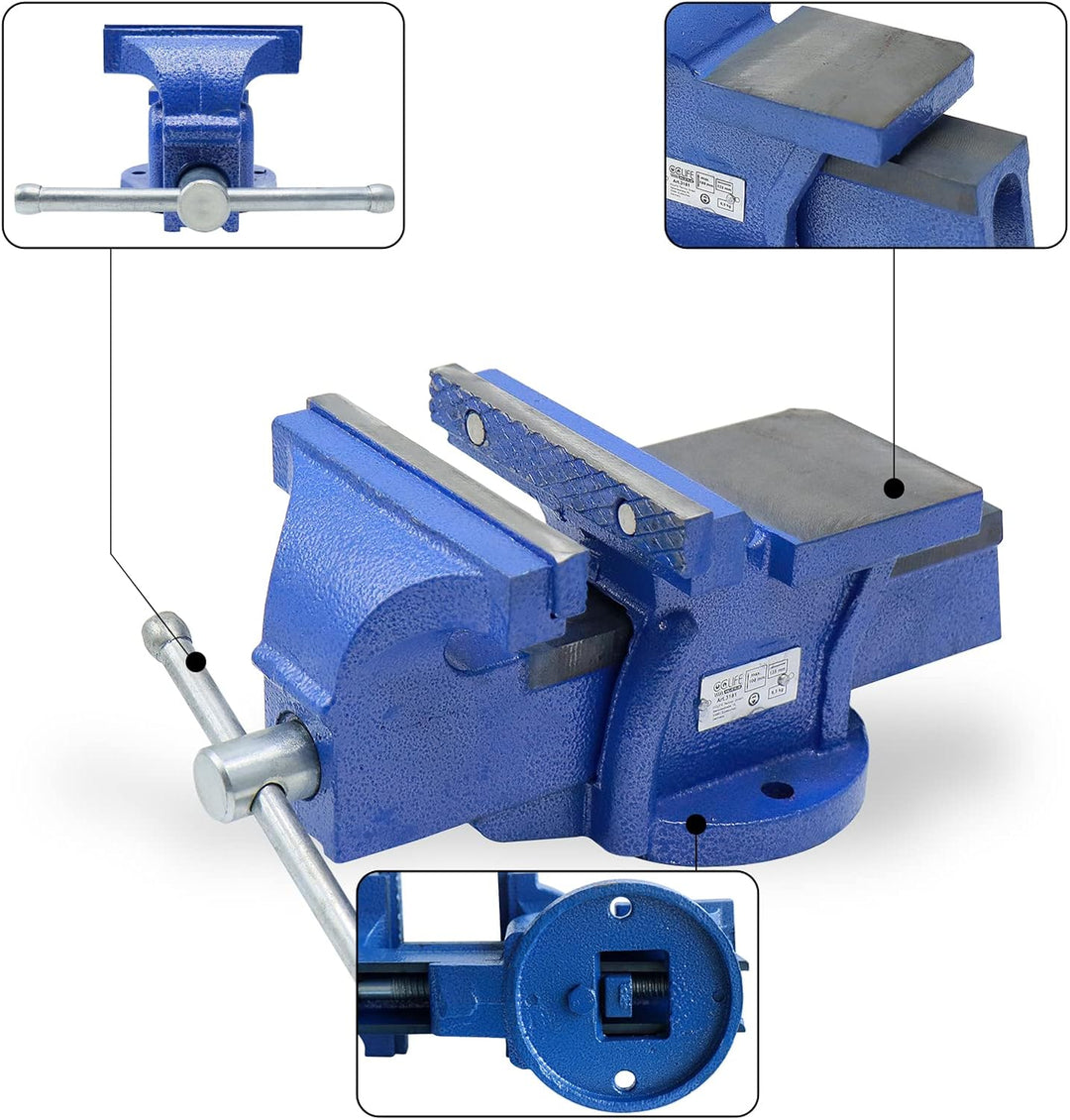 CCLIFE Feststehend Schraubstock 100/125/150 mm für Werkbank Werkbankschraubstock Parallelschraubstoc