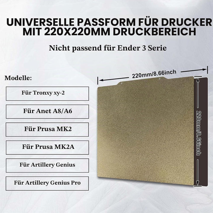 IdeaFormer PEI Pressure Plate PEI Druckplatte 220 x 220 mm, Double-Sided Textured Magnetische PEI Pl