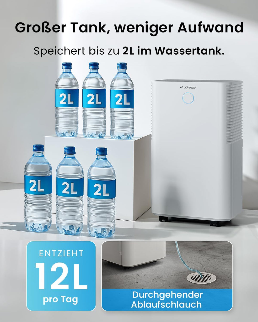 Pro Breeze OmniDry Luftentfeuchter mit App &amp; WLAN, 12L in 24h Entfeuchtungsleistung - Luftentfeuchte