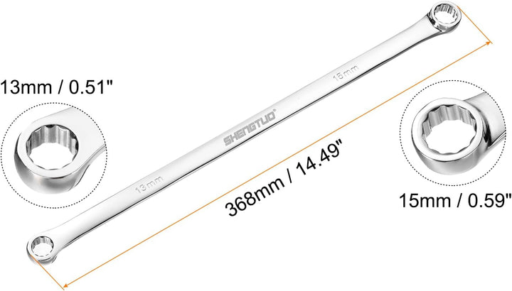 QUARKZMAN 13 x 15 mm Metrisch Doppelend-Ringschlüssel Mit Ratsche CR-V | Lange Schraubenschlüssel We
