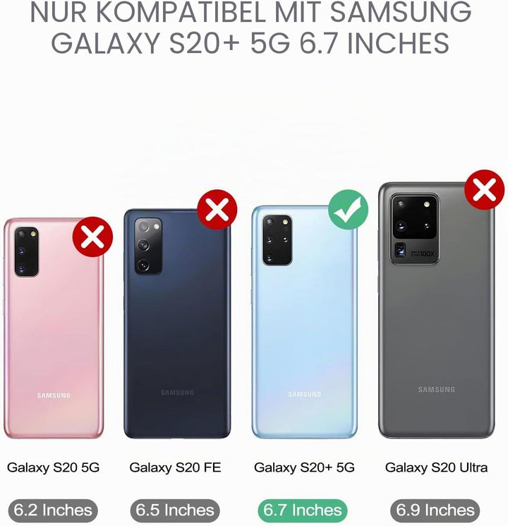 Dexnor Hülle Samsung Galaxy S20+ Plus 5G, eingebauter Displayschutz und Ständer, strapazierfähig, Mi