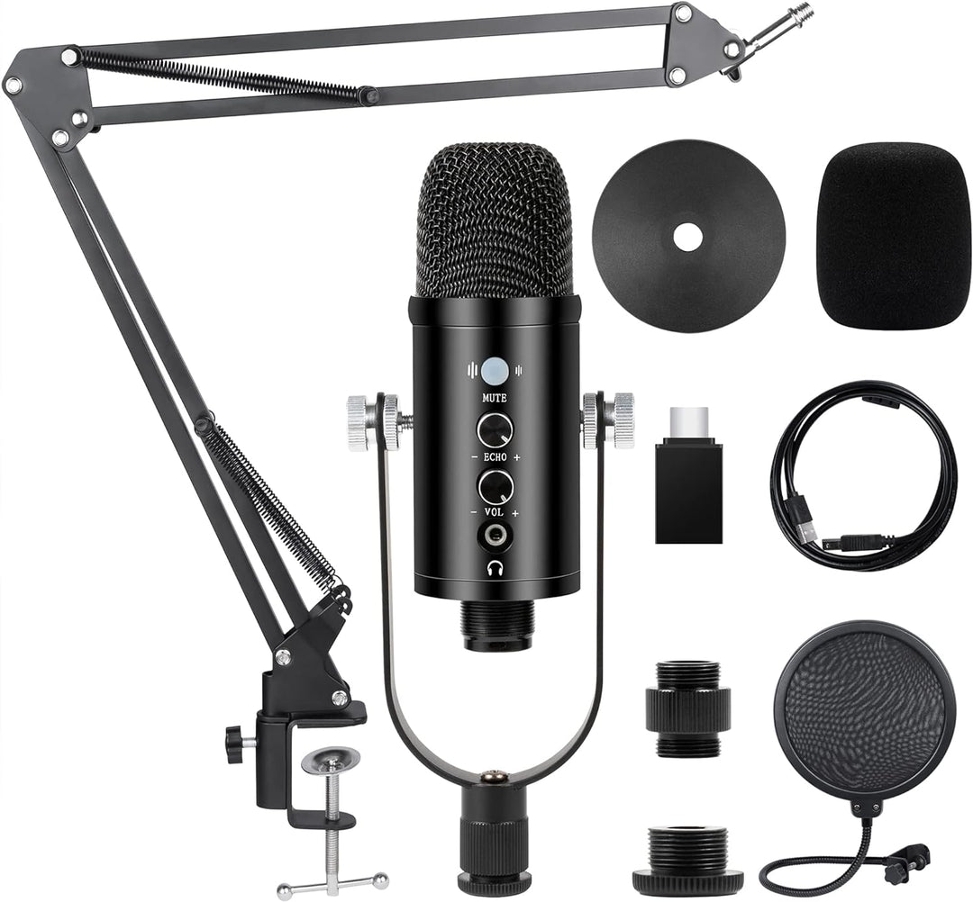 Kalawen USB Mikrofon PC Kondensator Mikrofone Cardioid Podcast Mikrofon Kit mit Mikrofon Arm Mikrofo