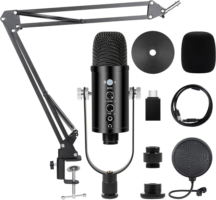 Kalawen USB Mikrofon PC Kondensator Mikrofone Cardioid Podcast Mikrofon Kit mit Mikrofon Arm Mikrofo