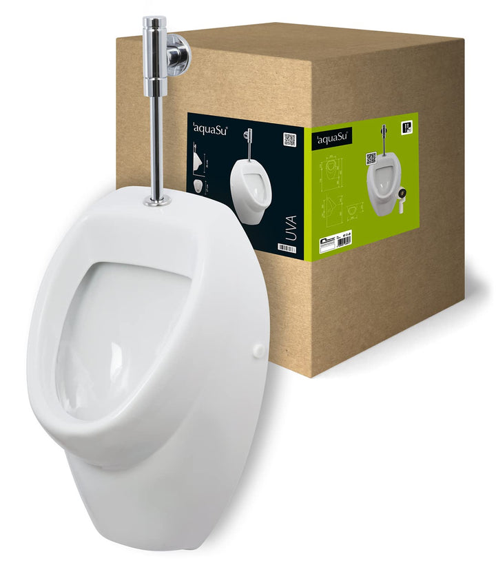 'aquaSu® Urinal Absaug-Urinal Set uVa | Inklusive Druckspüler und Absaugformstück | Zulauf von oben