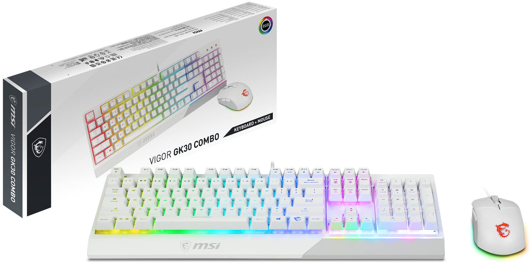 MSI Vigor GK30 Combo White - Tastatur auf Spanisch MSI Vigor GK30 Mekamembrane mit RGB Gaming Weiss