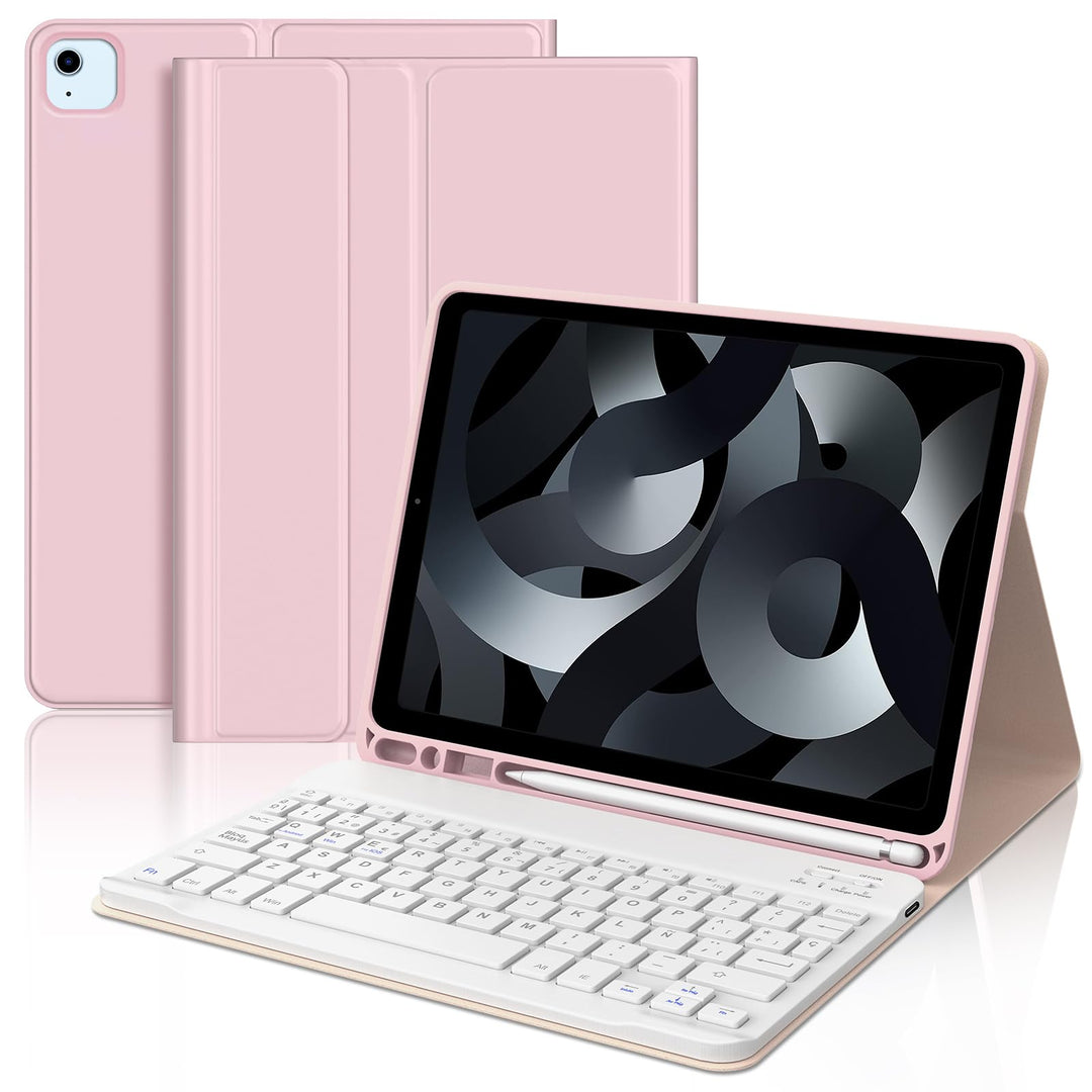 Tastatur für iPad Air 5/4 Generation, 27,6 cm (10,9 Zoll), Hülle mit Tastatur für iPad Air 5/4, Rosa