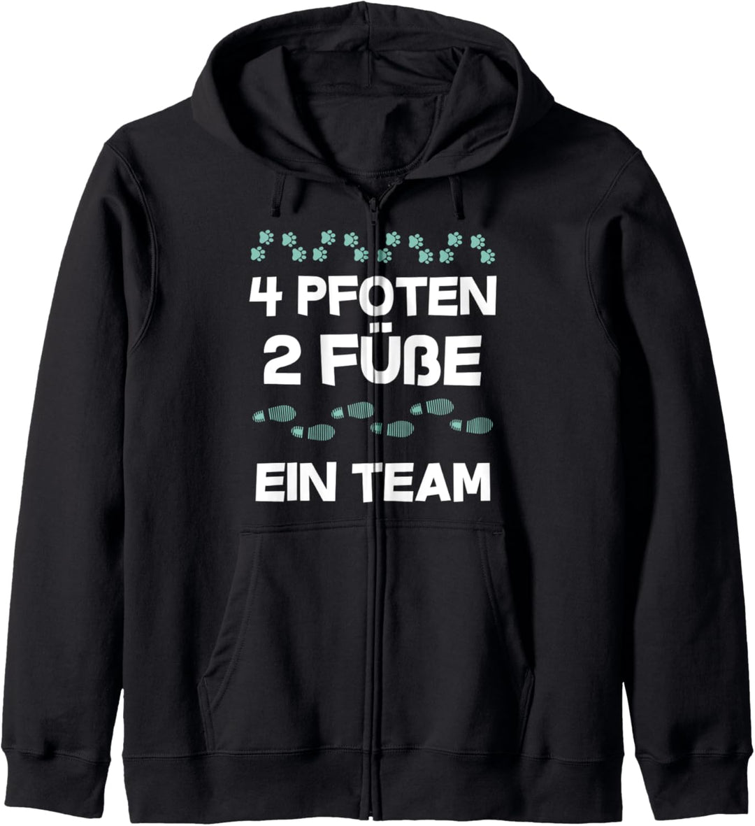 4 Pfoten, 2 Füsse, ein Team, Hunde, Vierbeiner,Hundebesitzer Kapuzenjacke
