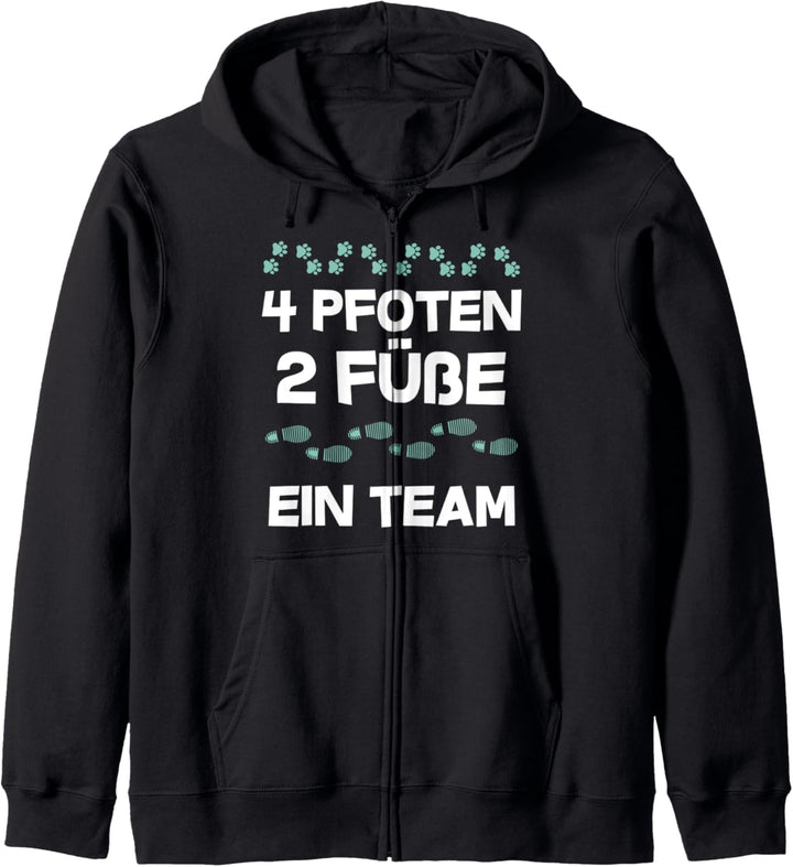 4 Pfoten, 2 Füsse, ein Team, Hunde, Vierbeiner,Hundebesitzer Kapuzenjacke