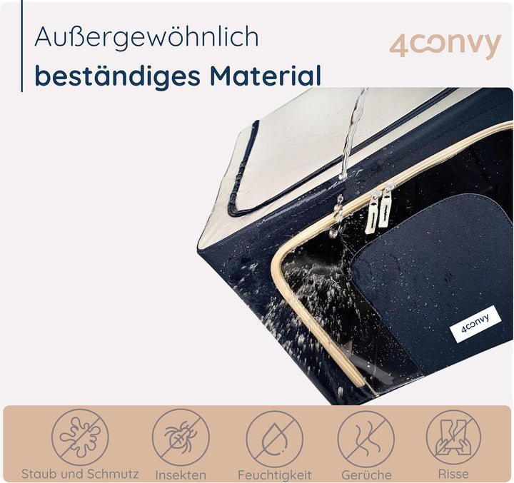 4CONVY feste faltbare Kleideraufbewahrung Box mit Reissverschlüss, Metallrahmen - [2024 VERBESSERTES