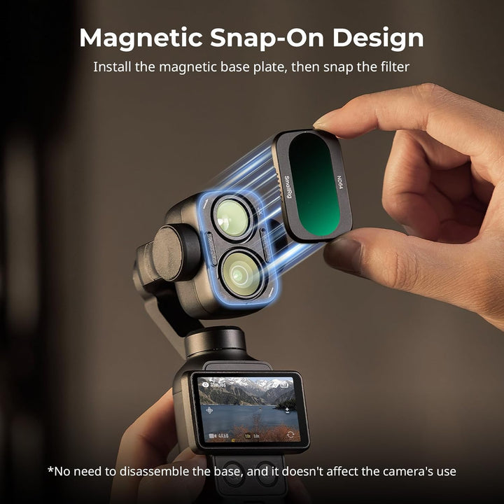 SMALLRIG Split Pocket 4P Filterkit für DJI Osmo Pocket 4P | Mit CPL, 1/4 Black Mist, VND1–5, Sockel,