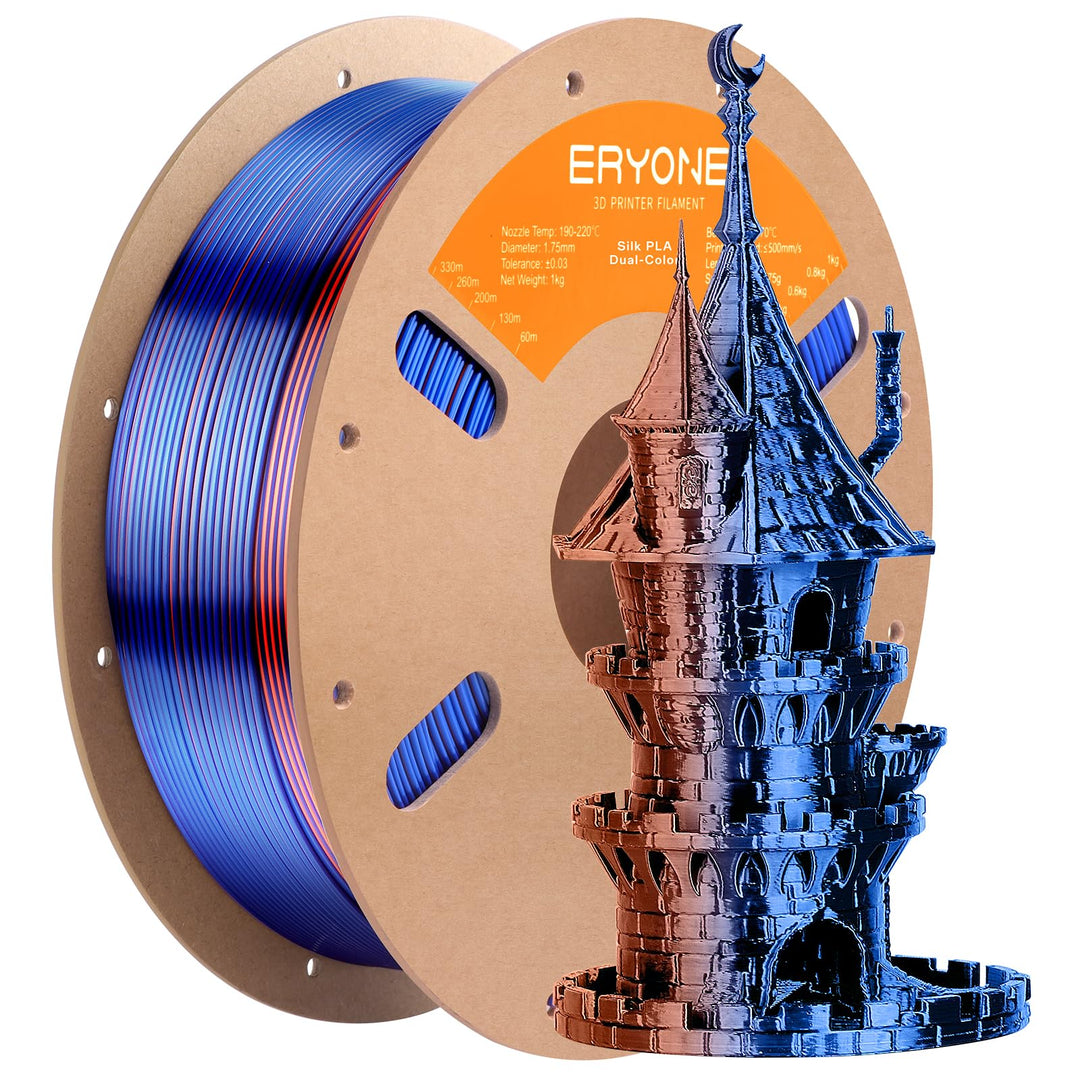 ERYONE Dual Seiden PLA Filament 1.75mm,Co-Extrucsion PLA Seiden Filament für 3D Drucker +/- 0,03 mm,