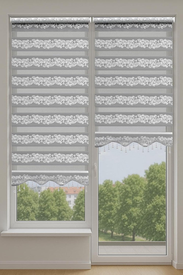 Brillant Doppelrollo Klemmfix ohne Bohren Grau Silber 200 x 50 cm (Länge x Breite) Duorollo Blickdic