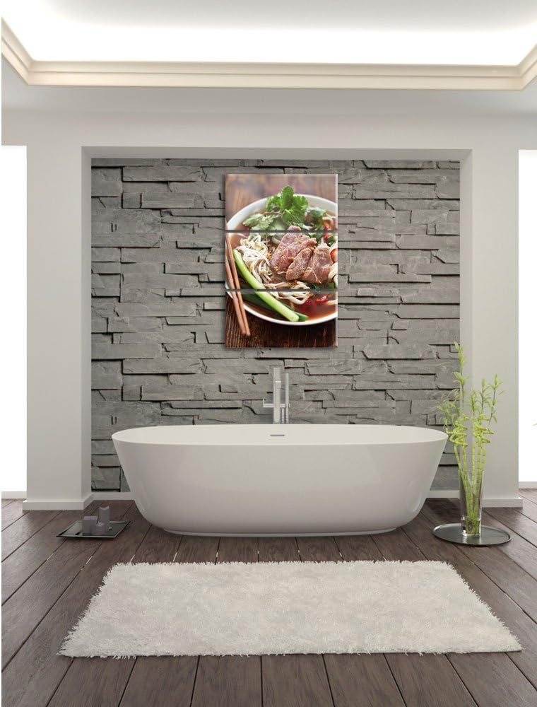 Pixxprint Japanische Miso Nudelsuppe als Leinwandbild/Grösse: 3 Teilig (120x80) cm/Wandbild/Kunstdru