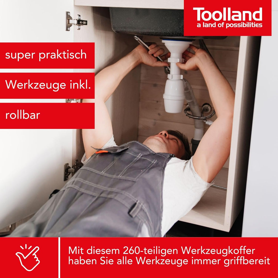 Toolland HSET260 ALU-Werkzeugkoffer 260-teilig