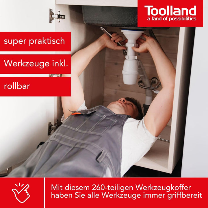 Toolland HSET260 ALU-Werkzeugkoffer 260-teilig