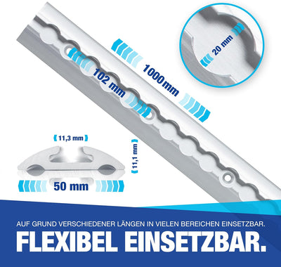 NTG 2 x 1 m Alu Airlineschiene, halbrunde Form m. Bohrungen m. Fittingen -Spar-Set- | Ladungssicheru