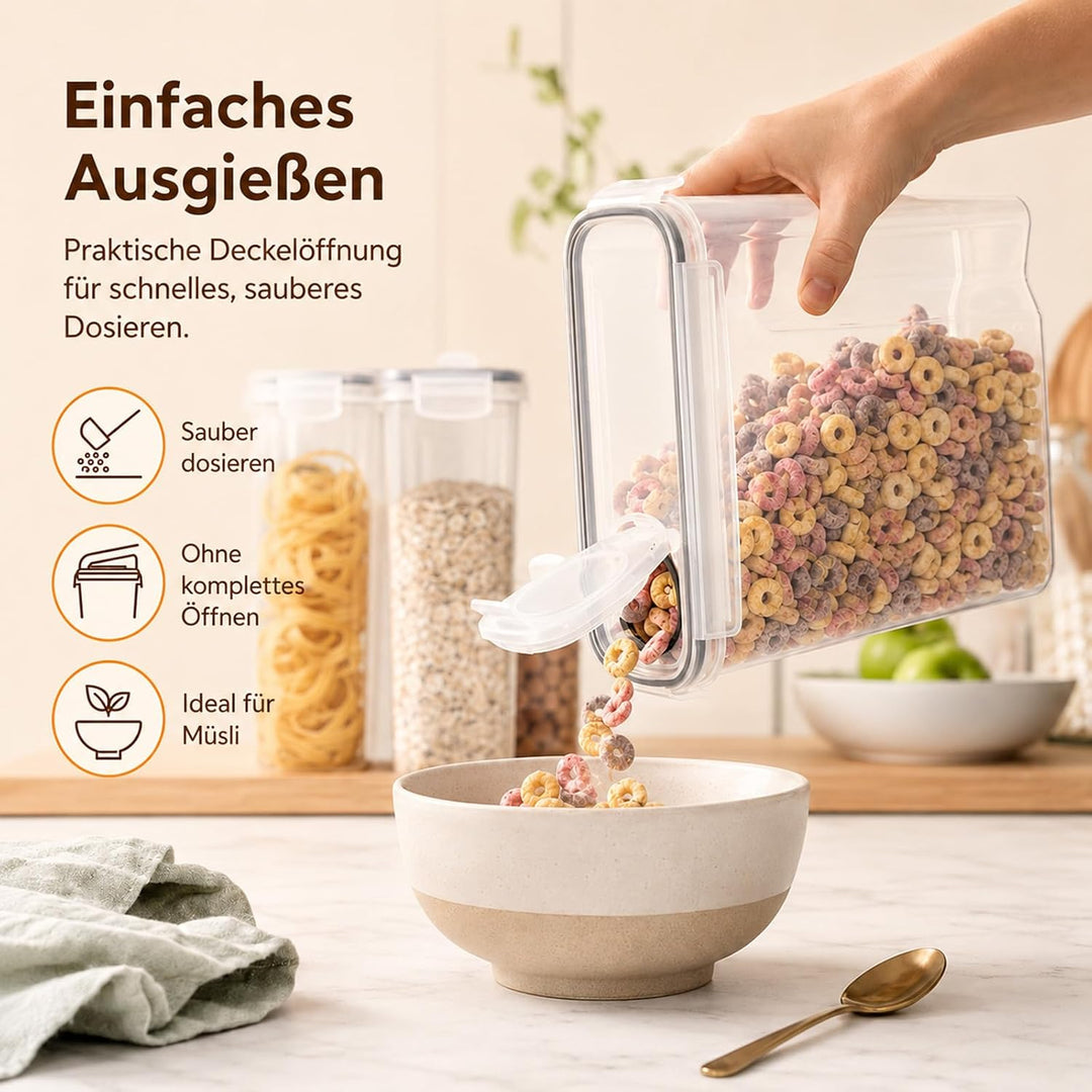 Vorratsdosen mit Deckel Luftdicht 4L - 4er Set Aufbewahrungsbox Küche BPA Frei, Stapelbare Vorratsbe