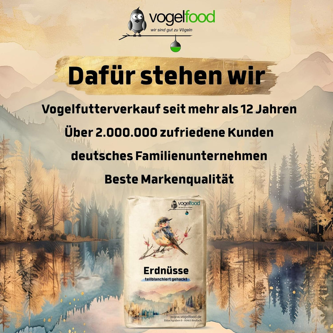 Erdnüsse teilblanchiert gehackt 25 kg geviertelt Vogelfutter Igelfutter
