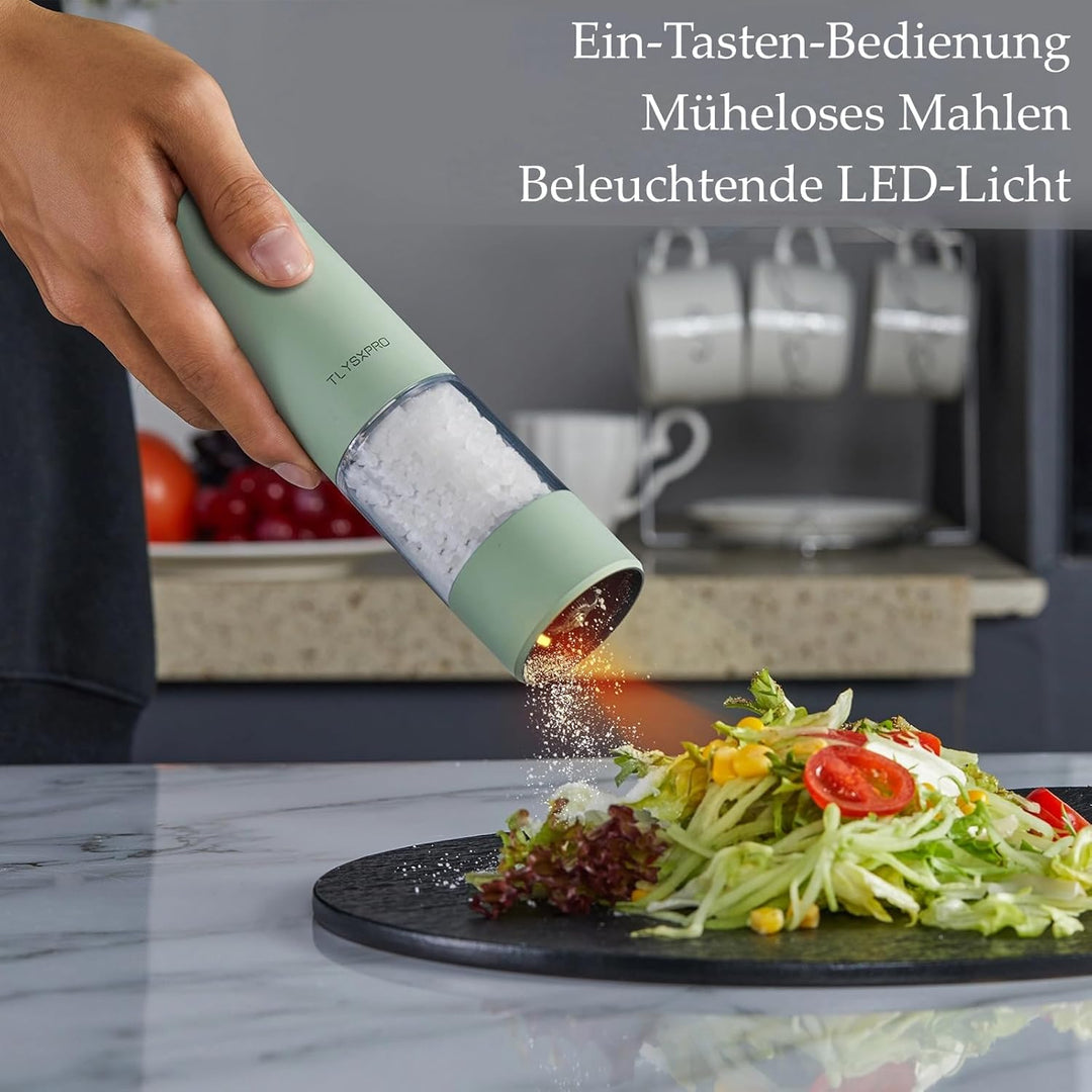 TLYSXPRO Salz und Pfeffermühle Elektrisch 2er Set, USB Wiederaufladbar, Einstellbarer Grobheit Gewür