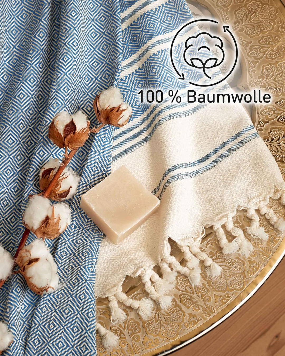 Fit-Flip Hamamtuch aus 100% Baumwolle – saugfähig und schnelltrocknend – türkisches Saunatuch, Stran