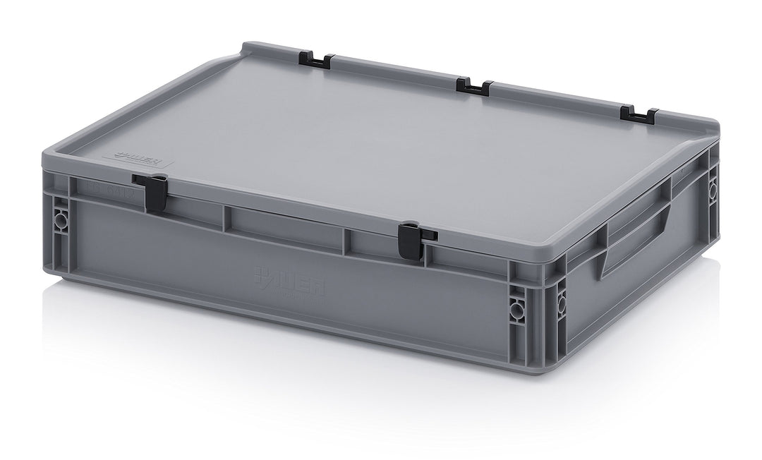 Auer Packaging Eurobehälter-Eurobox 60 x 40 x 13,5 cm mit Scharnierdeckel inkl. gratis Zollstock