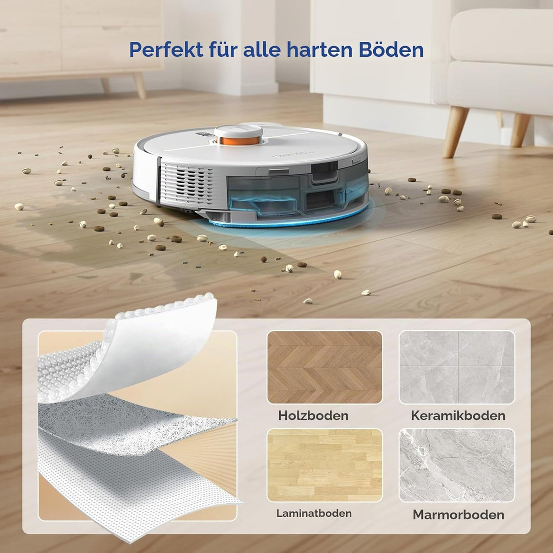 Teendow 9er-Ersatzteile-Set für D20S Max+ Saugroboter mit Wischfunktion - 2 Wischtücher, 2 Seitenbür