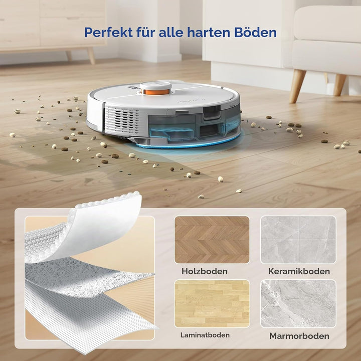 Teendow 9er-Ersatzteile-Set für D20S Max+ Saugroboter mit Wischfunktion - 2 Wischtücher, 2 Seitenbür
