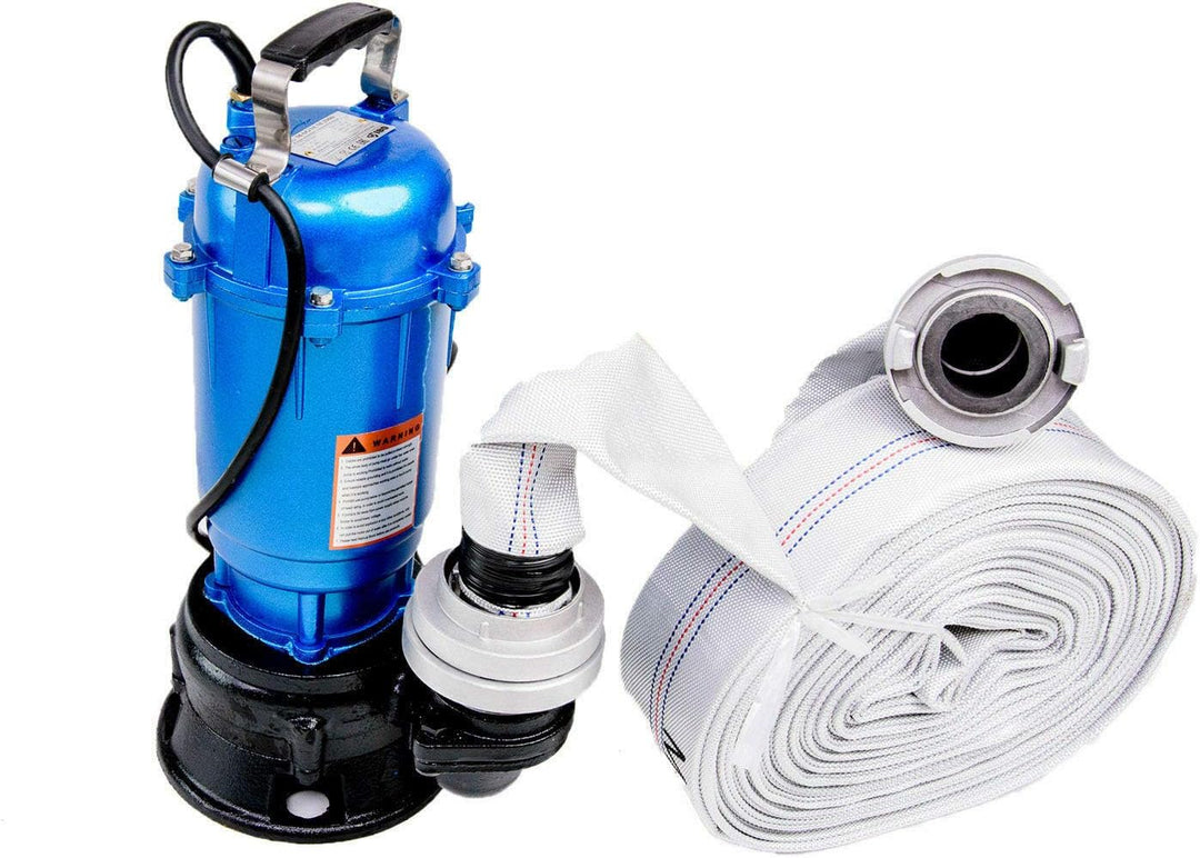 FÄKALIENPUMPE 550W M PUMPE WASSERPUMPE mit 2" STORZ C KUPPLUNG und 20m SCHLAUCH Tauchpumpe