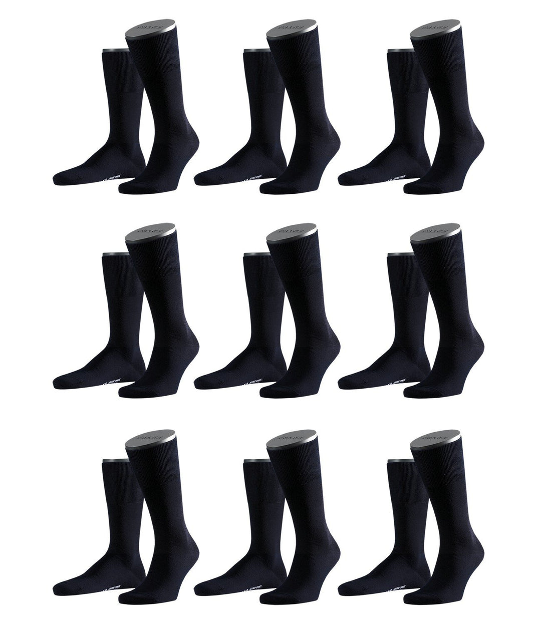FALKE Herren Airport Socken Strümpfe 14435 9 Paar, Farbe:Blau;Sockengrösse:39-40;Artikel:14435-6370