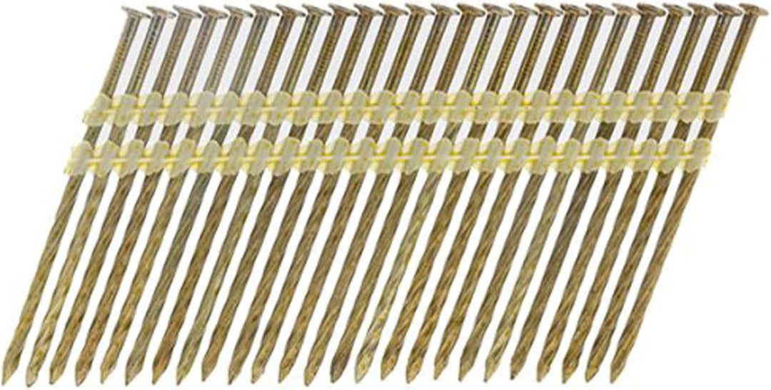 UnitSteel 21° Rundkopf Streifennägel - 3,4X100mm, 2.500 stück, Nägel für Druckluft-Nagler, Verzinkt/
