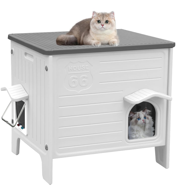 HiCaptain Katzenhaus Outdoor Winterfest Katzen Kunststoff verwildert Outdoor-Katzenhaus Welpenunterk