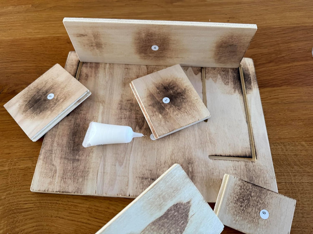 Weihnachtskrippe als Bausatz inkl. Dekomaterial und Anleitung, DIY Krippe zum Selberbauen, Einzeltei