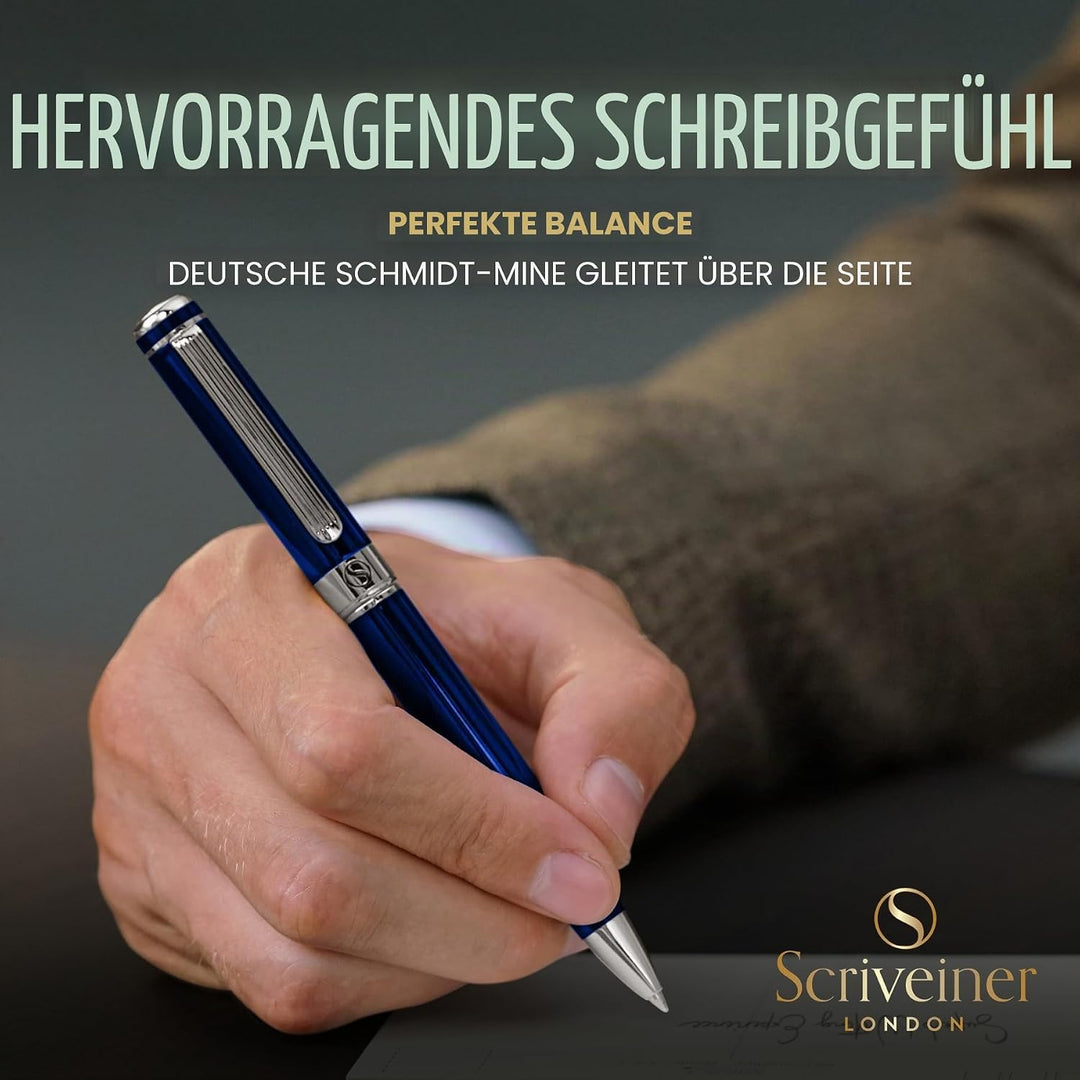 Scriveiner Kugelschreiber Midnight Blue - Hochwertiger Design Kugelschreiber in Mitternachtsblau mit