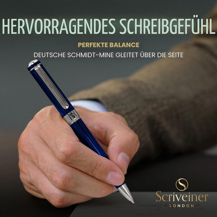 Scriveiner Kugelschreiber Midnight Blue - Hochwertiger Design Kugelschreiber in Mitternachtsblau mit