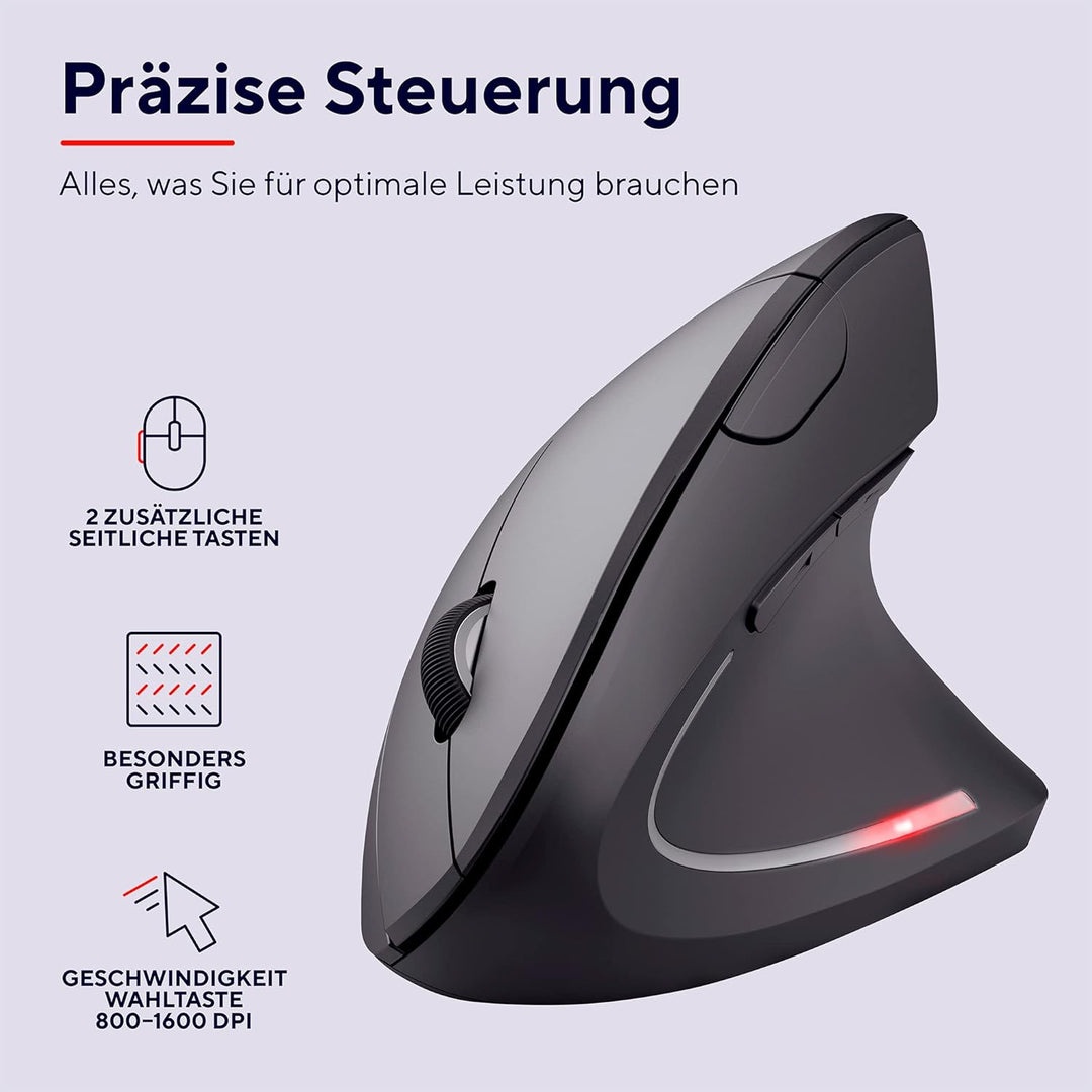 Trust Verto 60 Pack - 60x Kabellose Vertikale Maus, Wireless Ergonomische Maus, Vorbeugung Gegen Mau