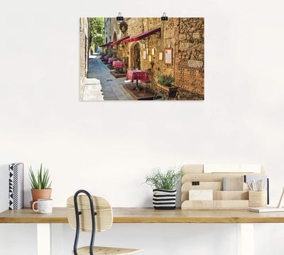 ARTland Poster Kunstdruck Wandposter Bild ohne Rahmen 90x60 cm Toskana Italien Stadt Altstadt Restau