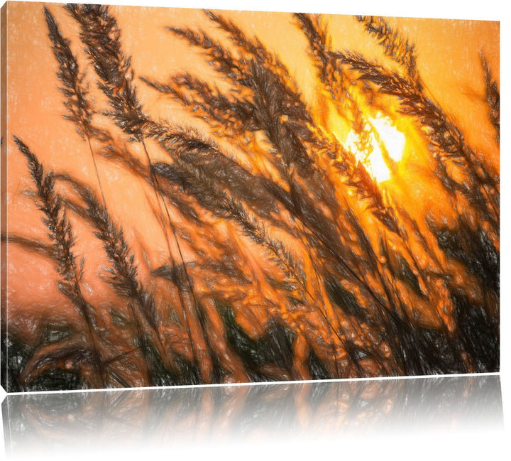 Pixxprint Schilf als Leinwandbild/Grösse: 100x70 / Wandbild/Kunstdruck/fertig bespannt, 100x70