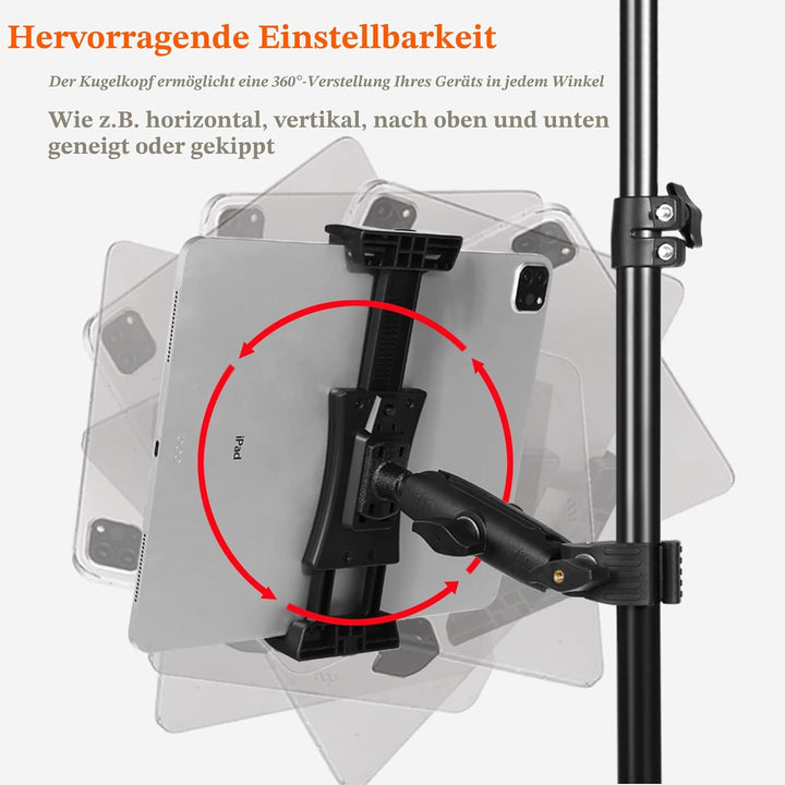 Peastrex IPad Halter für Mikrofonständer Tablet Handyhalterung Mikrofon Notenständer verstellbar dre
