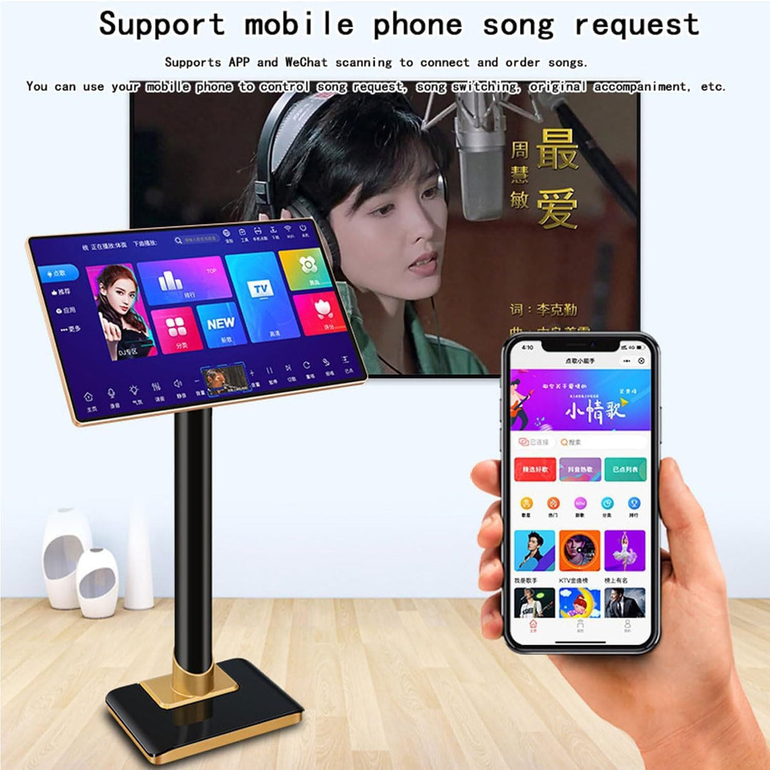 Professionelle 21,5-Zoll-Karaoke-Maschine,Kapazitiver Touchscreen-Karaoke-Player Mit Kabellosem Mikr