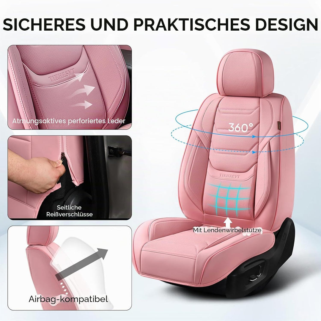 Komplettset Autositzbezüge aus atmungsaktivem Kunstleder Für Vorder- und Rücksitze inkl. Kopfstützen