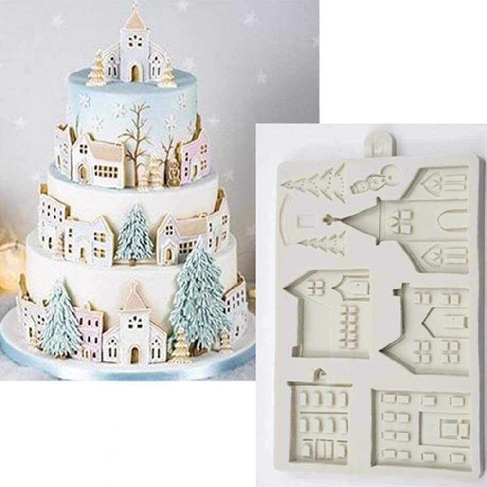 AXspeed 3D Weihnachten Silikon Kuchenform Weihnachtsbaum Haus Fondant Form Schokolade Gebäck Backfor