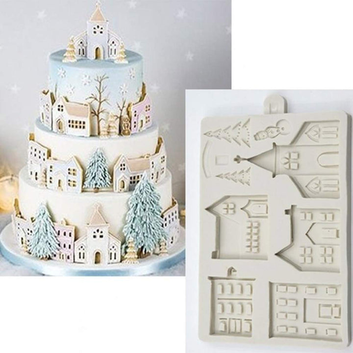 AXspeed 3D Weihnachten Silikon Kuchenform Weihnachtsbaum Haus Fondant Form Schokolade Gebäck Backfor