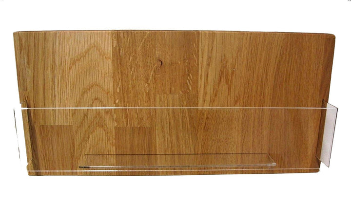 LINLAY Intarsien & Gravuren DIN-Lang DL Querformat Wand Flyerhalter aus Eiche Holz Acryl Wandmodell,