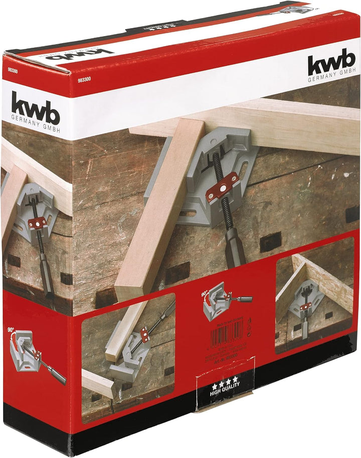 kwb 9833-00 Winkel-Spanner für rechte Winkel 90°, Spannweite 68 mm, Backenhöhe 35 mm, drehbare Spind