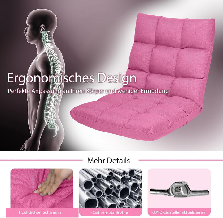 GOPLUS Bodenstuhl, Bodensofa mit Rückenlehne, Bodensessel mit Schlaffunktion, Floor Chair, Lazy Sofa