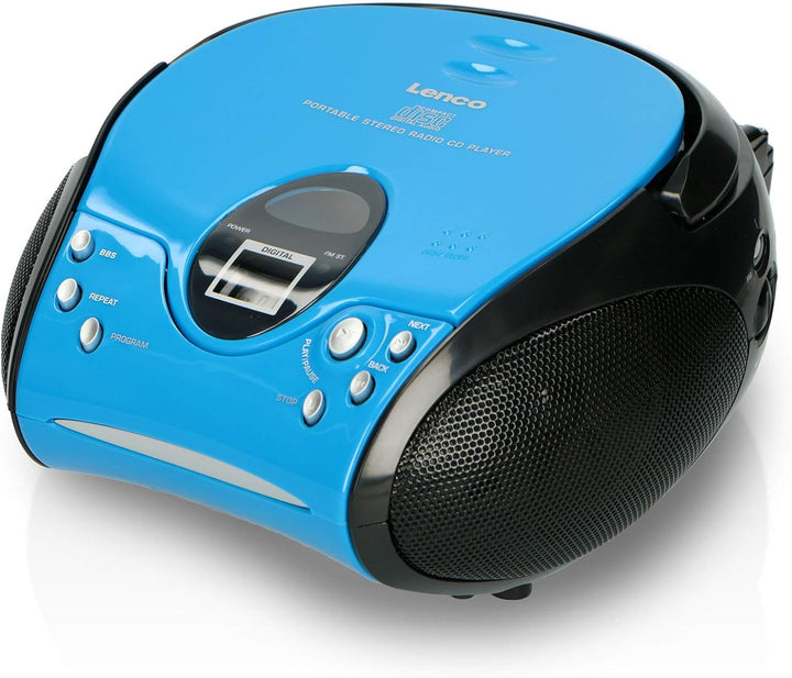Lenco SCD24 mit Auxiliary - CD-Player für Kinder - CD-Radio - Stereoanlage - Boombox - UKW Radiotune