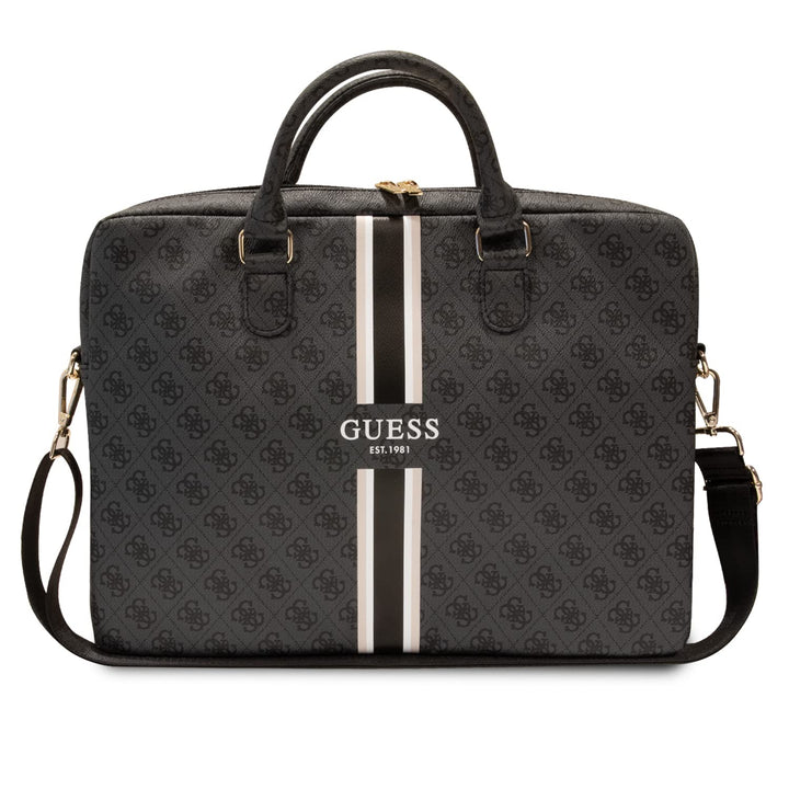 GUESS Unisex 4 g Bedruckte Streifen Tasche, Schwarz