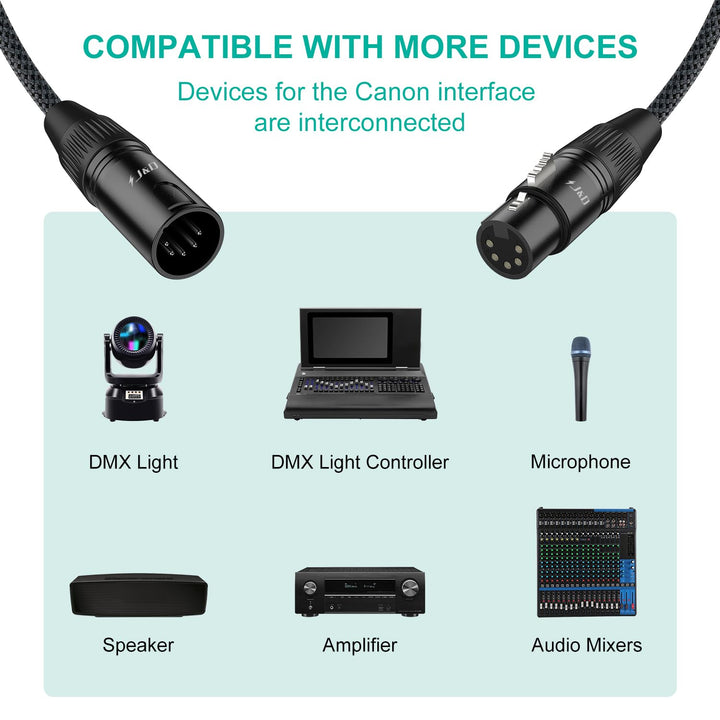 J&D 5 PIN XLR DMX Kabel, DMX512 XLR 5-polig Stecker auf 5-polig Buchse DMX 512 Turnaround DMX Bühnen